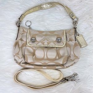 Coach Poppy Khaki & Gold Signature Crossbody